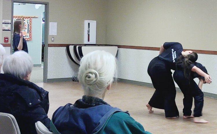 Dance PlayHouse performs at Four Pointes Center for Successful Aging, where Director Kelsey Lee teaches an adaptive ballet barre class to adults aged 55 and older.