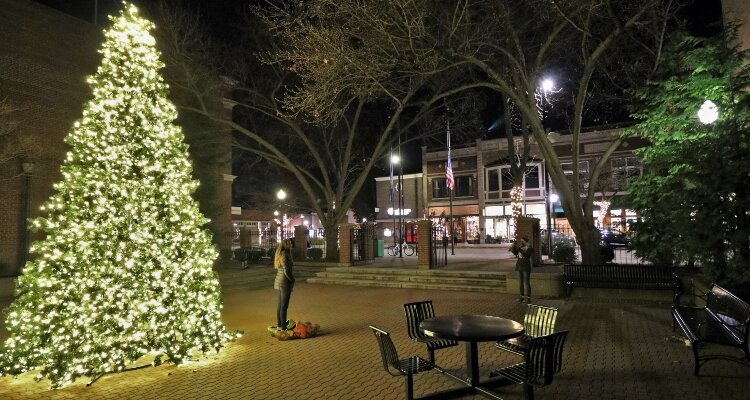 A 20-foot Christmas tree in GDK Park represents downtown Holland's newest decorative element.