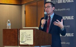 Ottawa County Clerk/Register of Deeds Justin Roebuck speaks at a recent event.