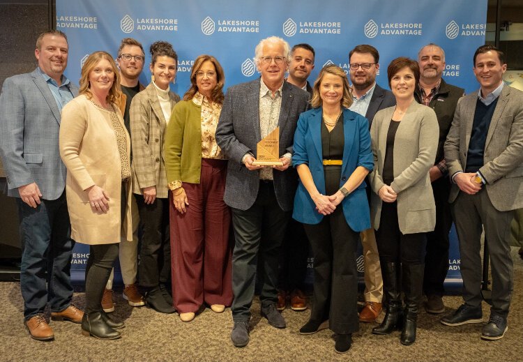 Jack Marquis and Jon DeWys were honored at Lakeshore Advantage’s annual meeting on Feb. 20 at the Pinnacle Center in Hudsonville