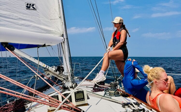 Mollie McCranner working on the Moxie during the race.