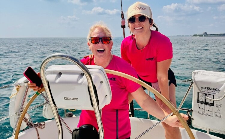 Laura McCranner and her daughter, Molly, on the Moxie during the race.