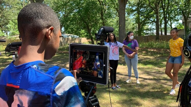 Teams of students experienced hands-on education about media literacy. (Pathfinders of Muskegon)