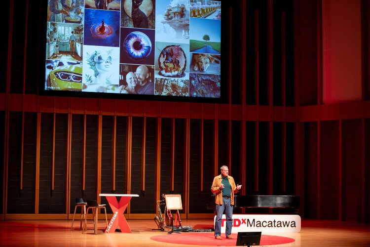 Attendees at a TEDxMacatawa afterglow party gave the conference favorable remarks for providing a spectrum of inspirational speakers. 