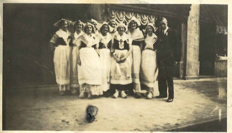 Staff at the Warm Friend Hotel including waitresses and bellhops worn Dutch costumes as their uniform.