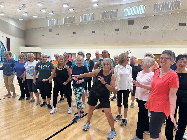 Evergreen Commons members right before their Zumba Gold class. 