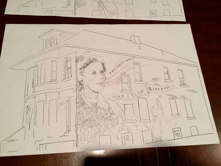 Artist Nicole MacDonald's original rendition of what the Mary Ellen Riordan mural. Photo by Jon Zemke