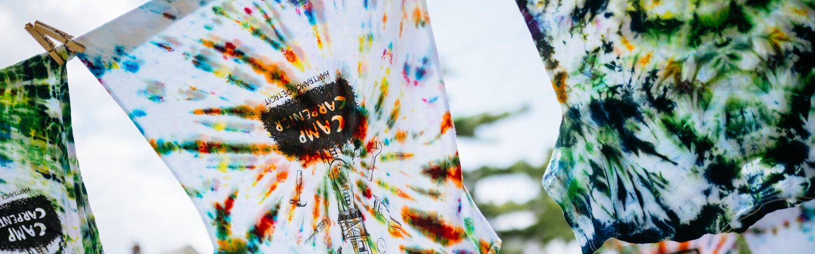 Tie-dyed shirts at Camp Carpenter in Detroit's Carpenter Park.