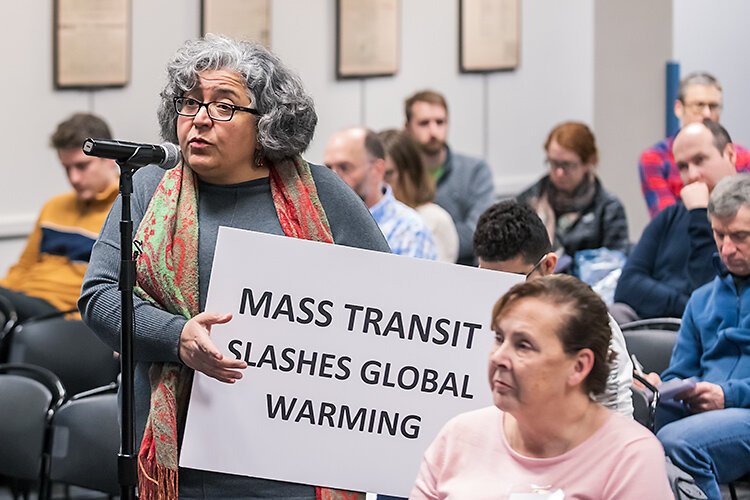 The public hearing for the RTA's Ann Arbor to Detroit pilot express bus service program at the downtown Ann Arbor District Library Branch.