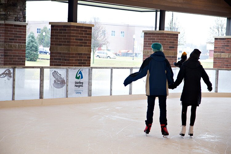 Skating at Doge Park Ice Rink, Sterling Heights