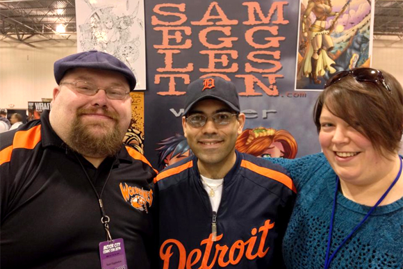 Sam Eggleston (left) with wife and editor Kim Eggleston and friend Ramez Khuri. 