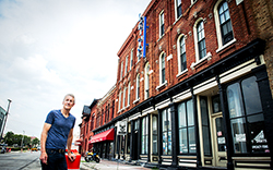 Developer,  David Strouse pictured in front of the building which houses the Hamilton apartments - A