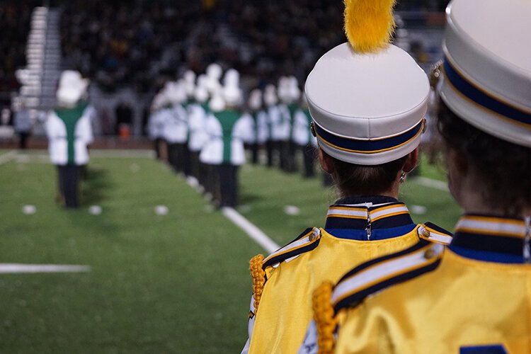 On Oct. 22 in the H.H. Dow vs. Midland High game, both bands came together on the field. (Crystal Gwizdala)