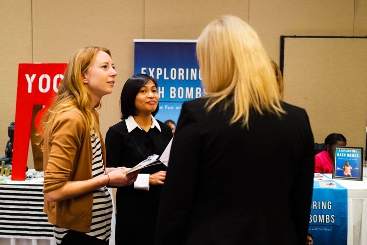 Women during the networking hour at the 11th annual Women’s Empowerment Symposium.