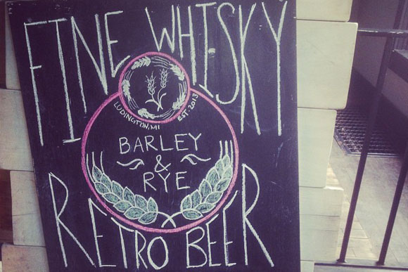 As the sign says, fine whiskies and retro beers are at Barley & Rye.