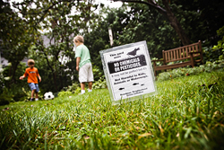 Households that participate place a small sign in their yard.