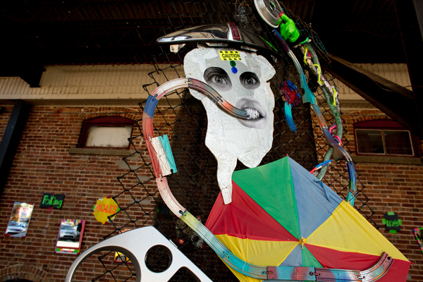 Poking Holes in the Darkness.  An upcycled art installation created by students of the Boyne Valley Education Center.