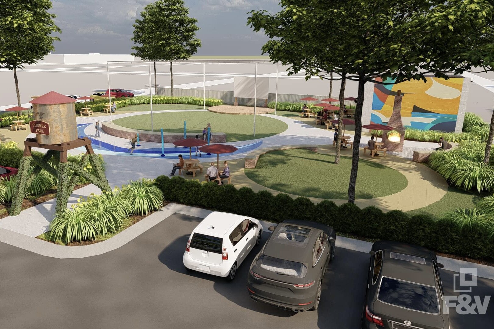 A rendering of the Reed City pocket park, part of the Reed City Crossroads Recreation Connection project.