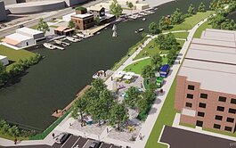 An artist's rendering of the new waterfront plaza in Benton Harbor.