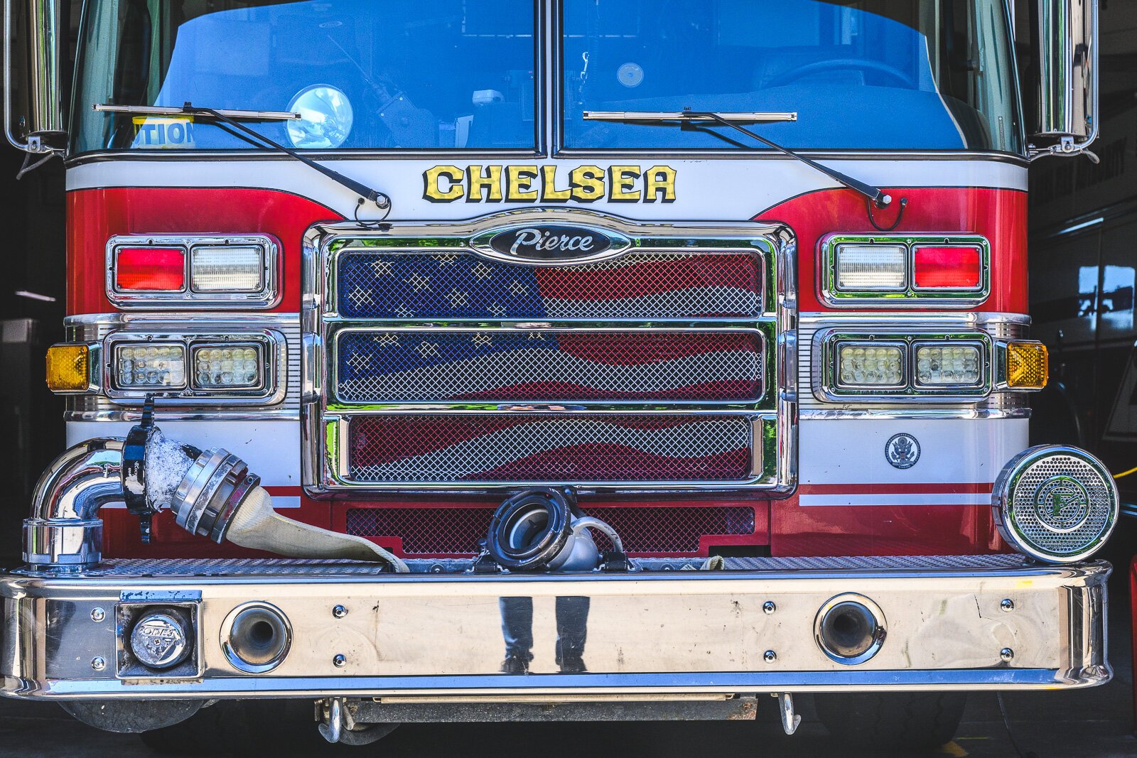 A fire truck at the Chelsea fire station.