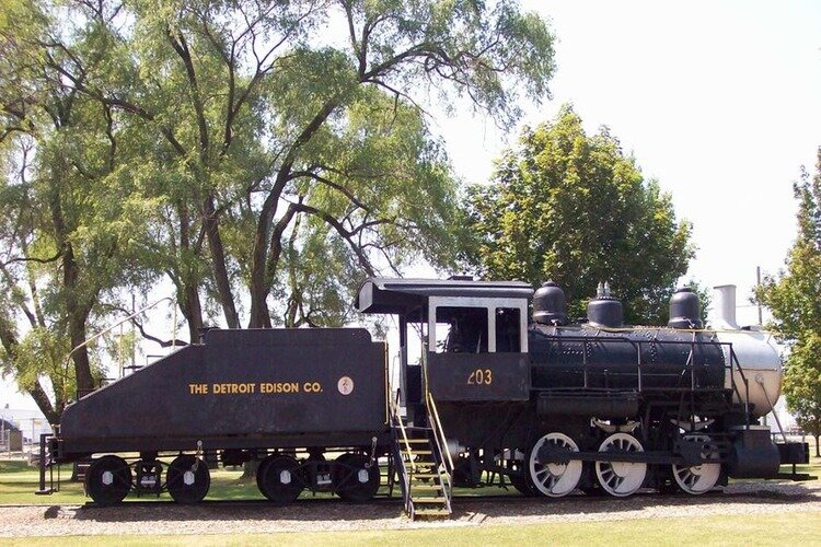 The Detroit Edison Company steam locomotive at Marysville City Park.