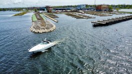 Muskegon Lake is the backdrop for life at Adelaide Pointe Marina where future plans also include residential and commercial uses.