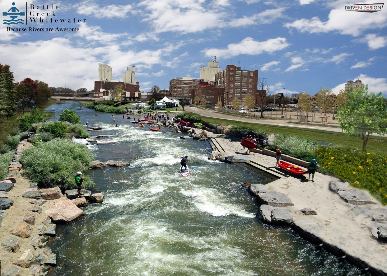 One possible way the river could look if it were freed from its concrete channel.