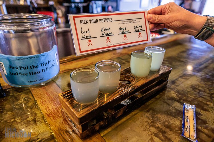 A selection of hard cider Ore Creek Craft Cidery and Tap Room in Pinckney.