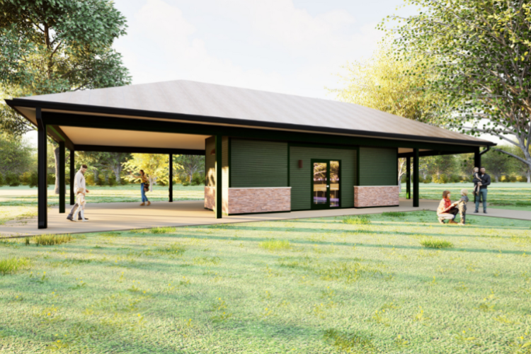 Image rendering of the Hickory Creek Park Pavilion by Abonmarche.