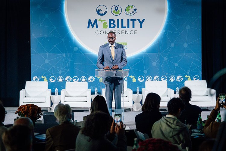 Lt. Governor Garlin Gilchrist II at the inaugural Mobility Conference in Detroit.