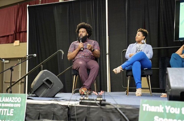 Daniel May speaks at the Black Business Expo.