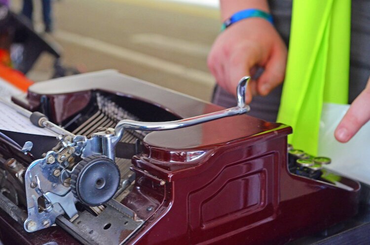 The Kalamazoo Poetry Festival created a group poem using a vintage typewriter. 