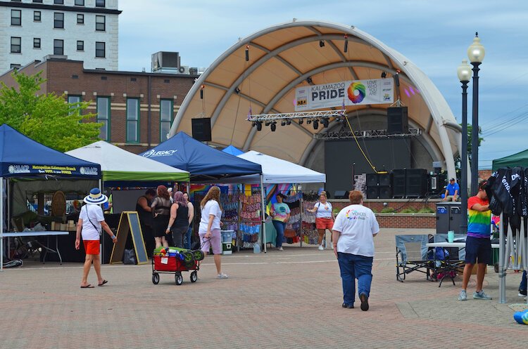 From noon to 2 p.m. on Pride Saturday, vendors set up their displays and tents. 