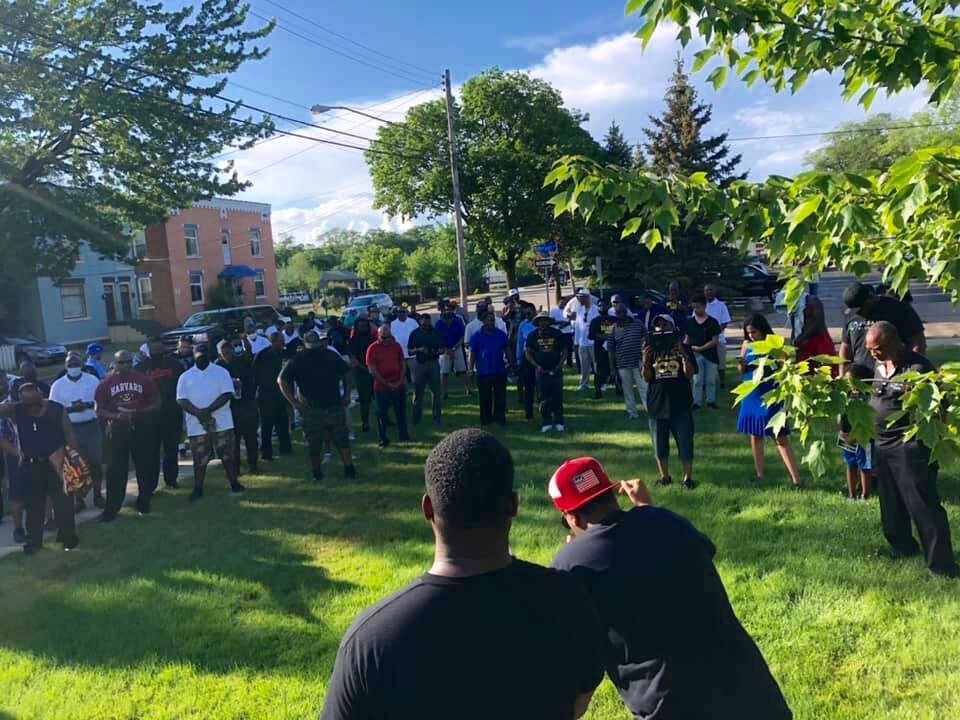 Men marched Tuesday evening, June 8, through Kalamazoo’s Northside neighborhood to call attention to the need for community members to stand against gun violence.