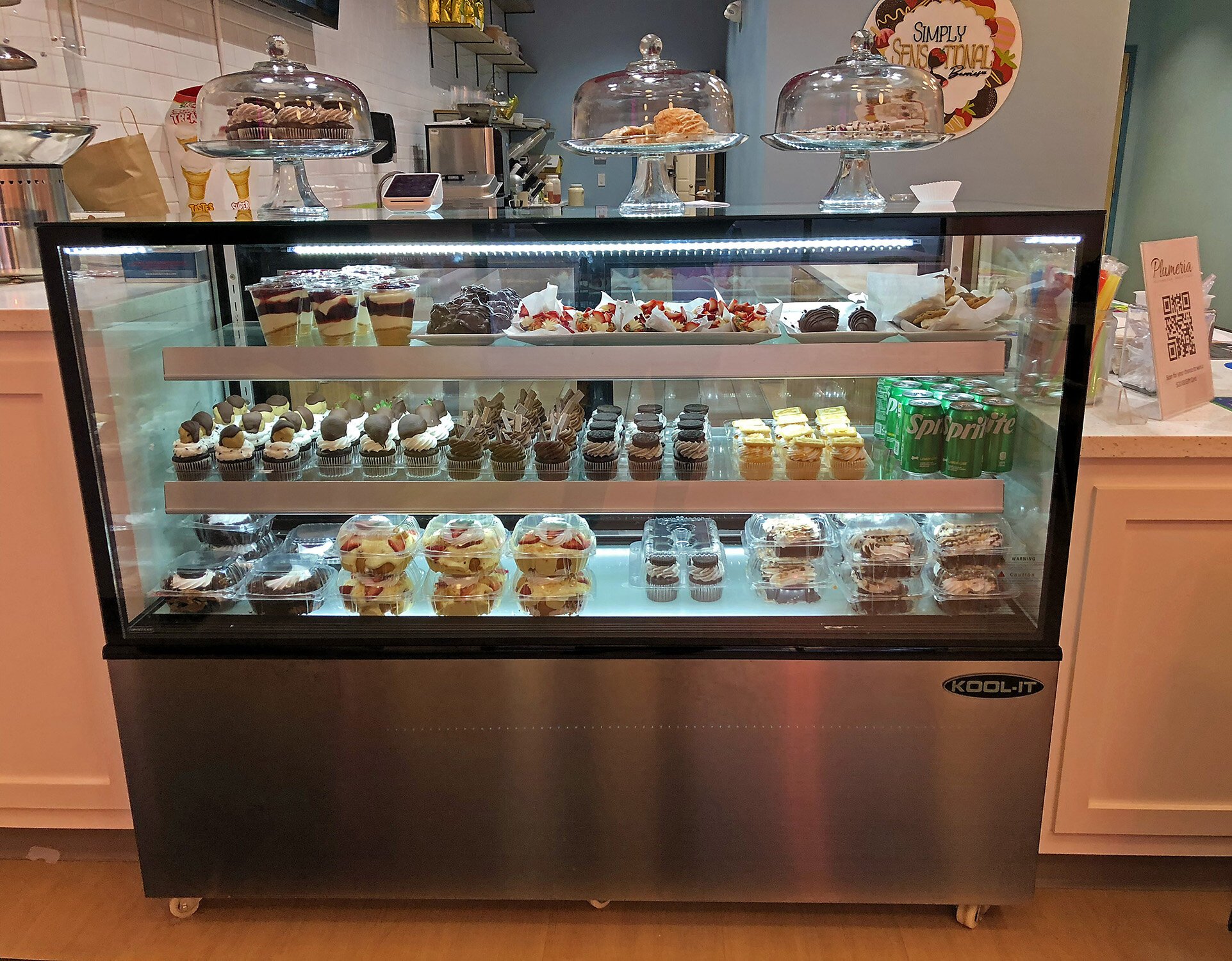 Sweet treats fill a display case at Simply Sensational Berries.