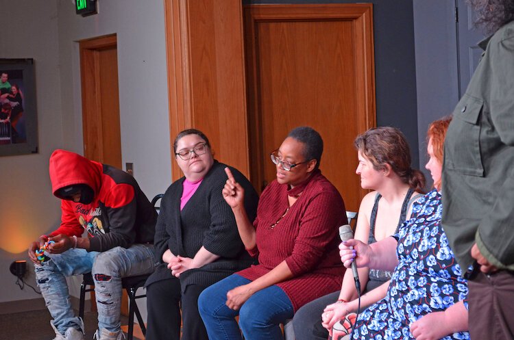 Tamika Wilkins speaks as a part of the panel discussion during the Truth and Reclamation and Testimony event. 