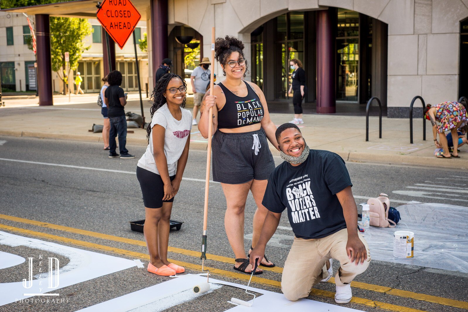 Working on a Black Lives Matter mural.