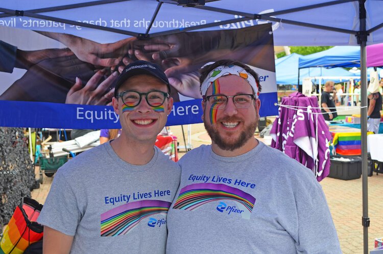 Businesses like Pfizer and the Kalamazoo Community Foundation had a presence at Kalamazoo Pride. 