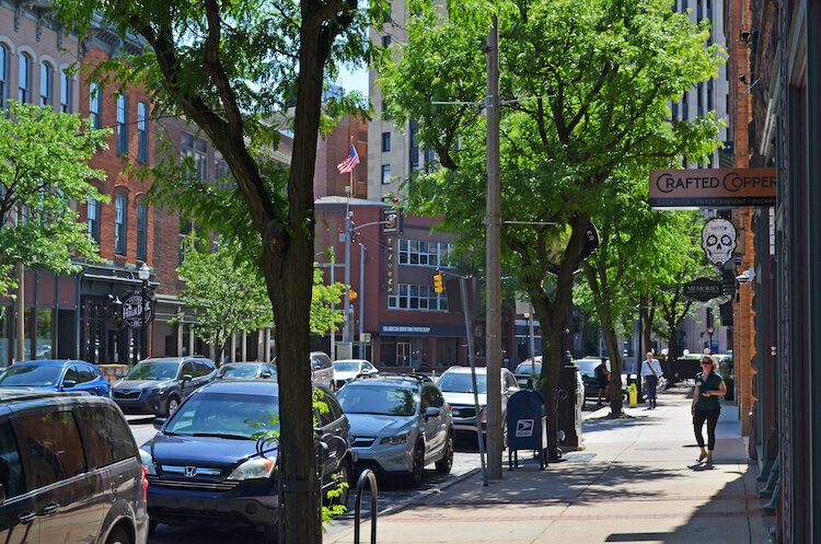 Haymarket Plaza, High Dive Bar, Barrio, and Crafted Copper are all within sight of each other in this photo. 