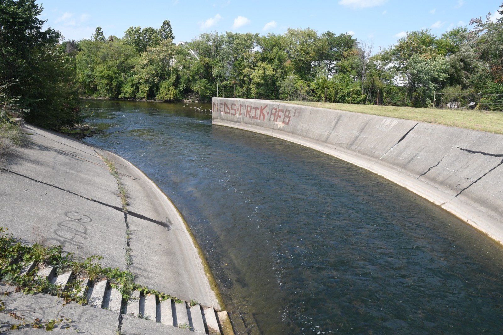 Looking west along the Kalamazoo River toward the confluence with the Battle Creek River