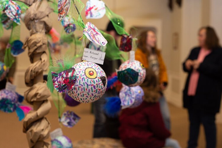 The "Class Act" youth show includes a display of bird ornaments by elementary students.