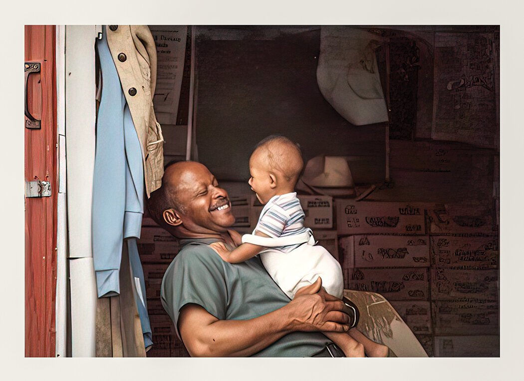 James Mitchell holding his then-very young grandson Kyle