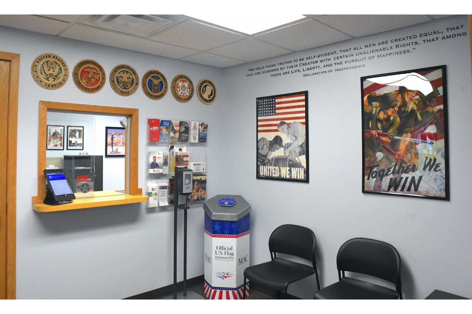 The lobby of the the Cahoun County Veterans Affairs office in the Toeller Building is welcoming.