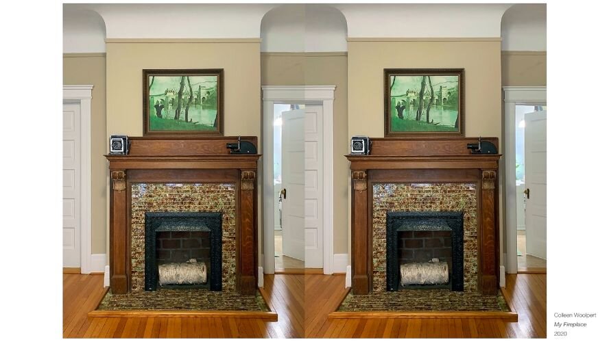 “My Fireplace”, both a standard photo and stereoscopic 3D image, 2021.  