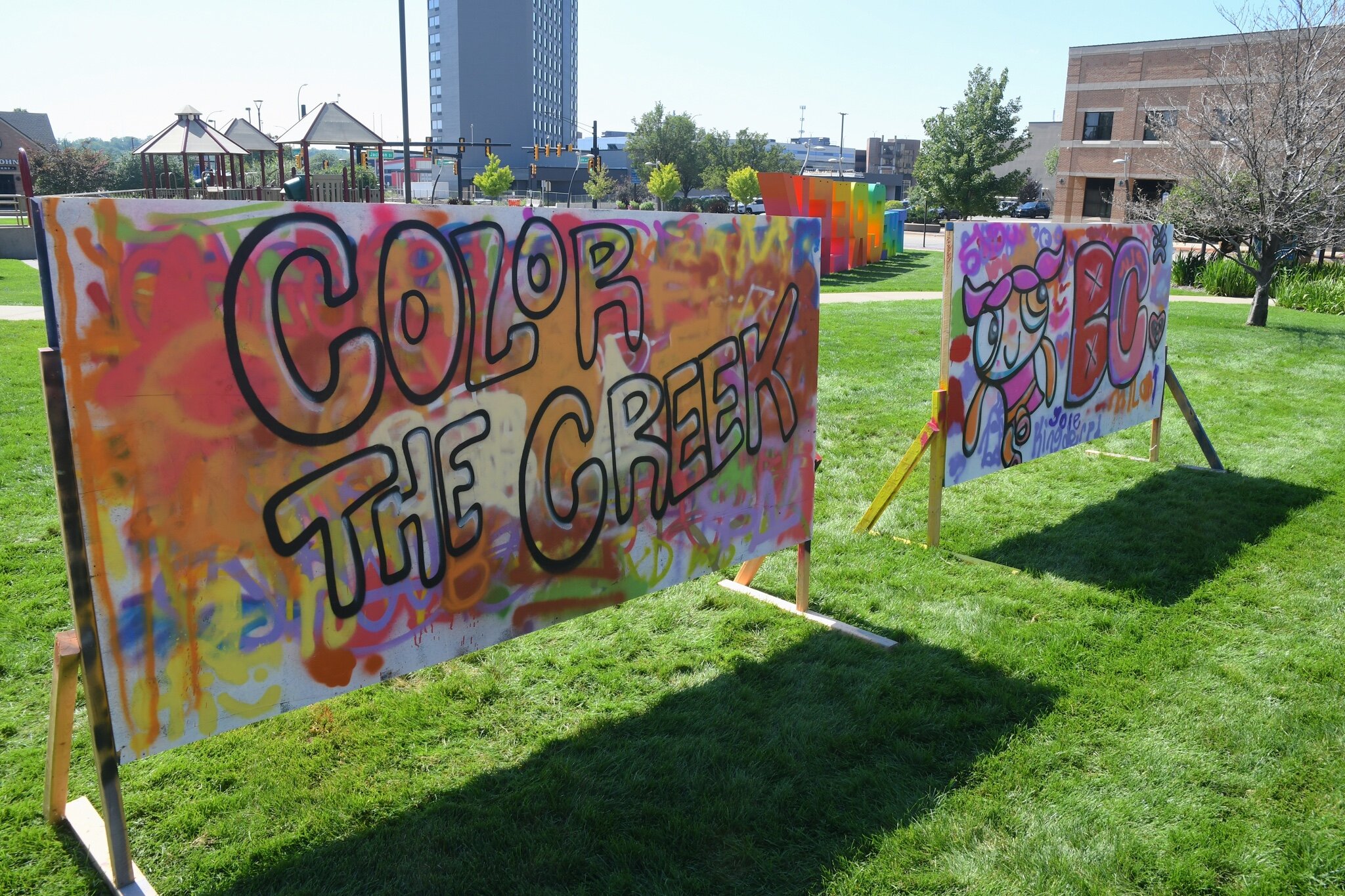 Painted work created by young people during Color the Creek.