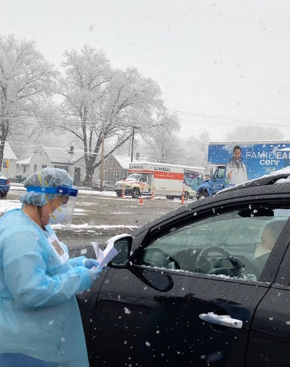 At an earlier drive through testing event in Kalamazoo. The next tests will be offered Thursday, April 23.