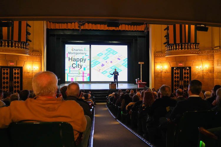 A packed audience attended the City of Kalamazoo event featuring "Happy Cities" author Charles Montgomery.