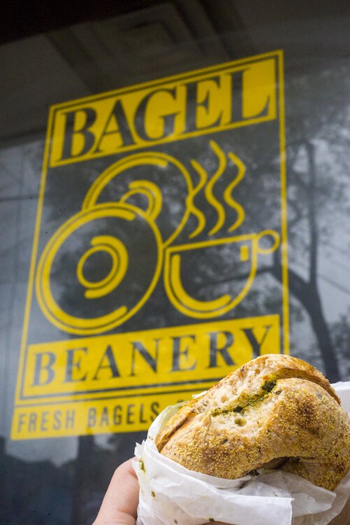 Bagel Beanery, Vine’s go to bagel shop, draws more than a few Kalamazoo Area Math and Science Center students.