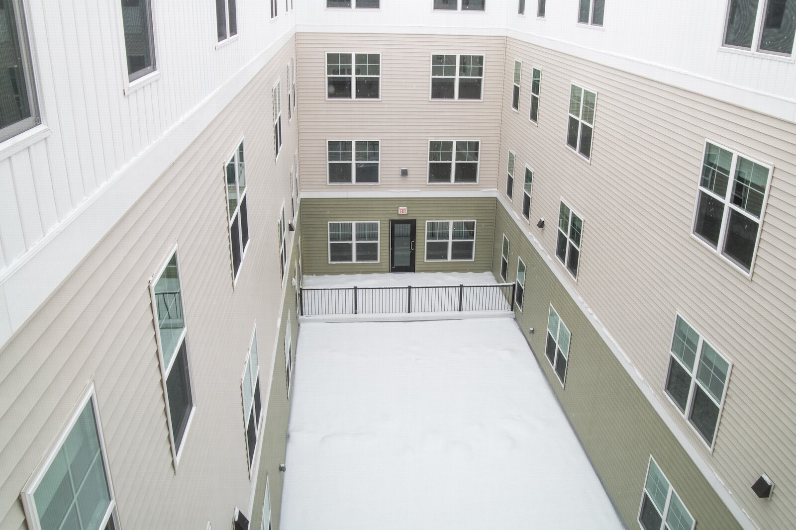 a central courtyard that will have greenspace and a fountain. "It's really going to be cool to see that come to life in the spring," Property Manager SusanDiffenderfer says.