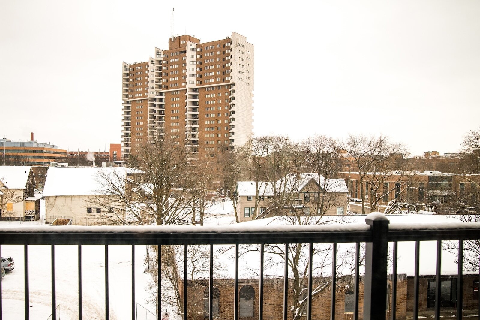 A view from the balcony of one of the apartments at 530 Rose Place.